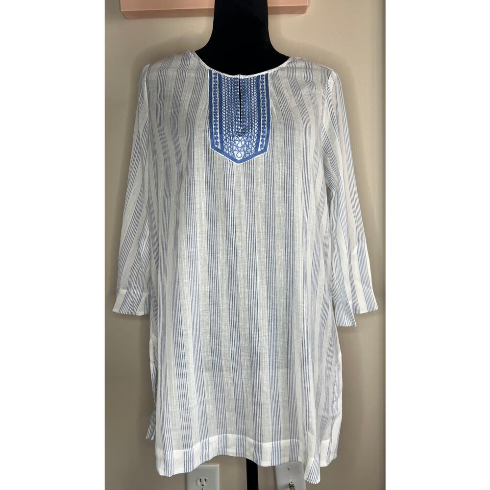 NYDJ Embroidered Tunic Infinity Stripe Top sz S